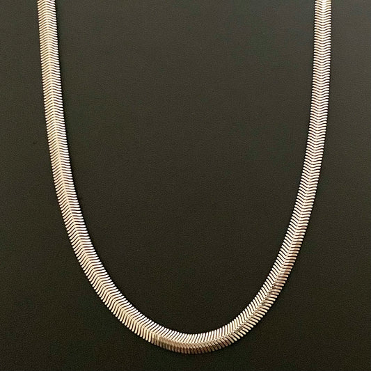 .925 Sterling Silver herringbone necklace 6 mm