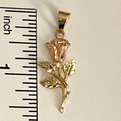 14K 2 tone Gold Rose pendant