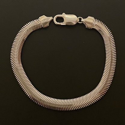 .925 Sterling Silver herringbone bracelet 6 mm