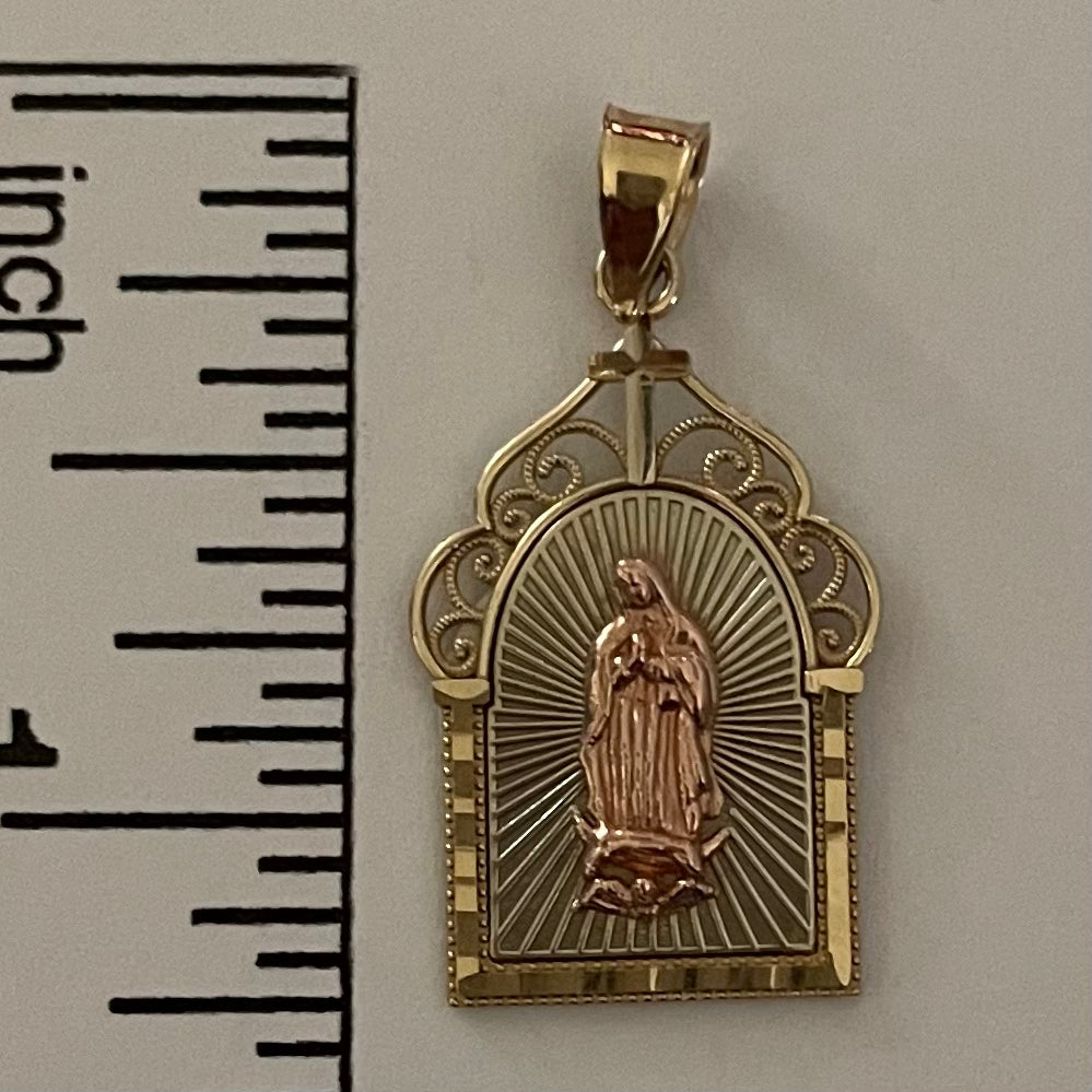 14K 3-tone Gold Virgin Pendant