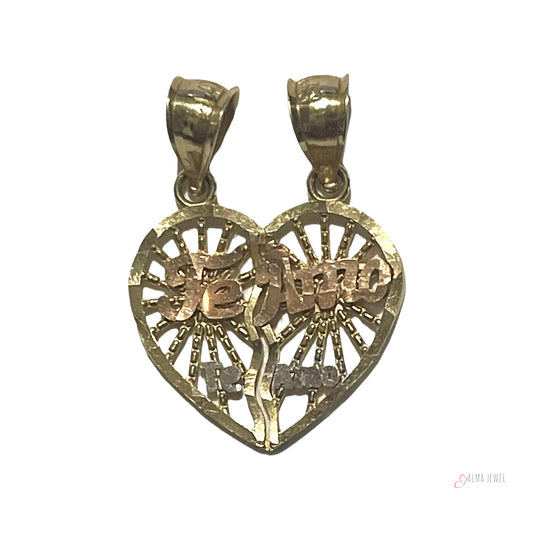 14K Gold Broken Heart Pendant