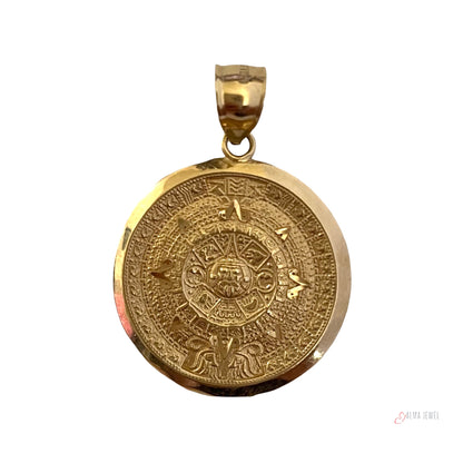 14K Gold Aztec Calendar Pendant