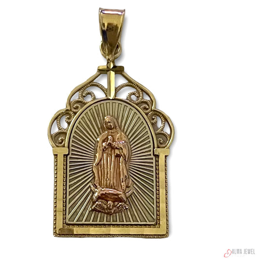 14K 3-tone Gold Virgin Pendant