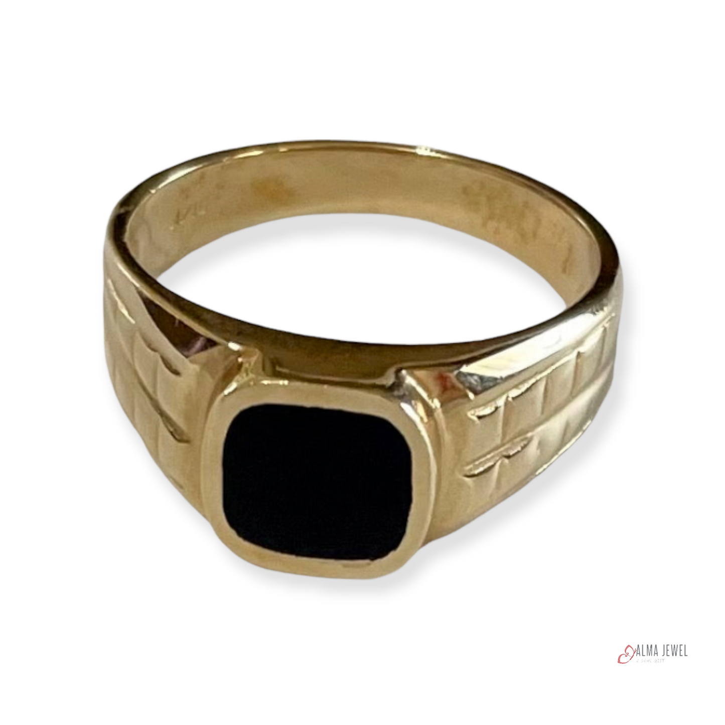 Man Rings Onix 14K Gold #10
