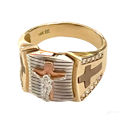 14K 3-tone Gold men ring.