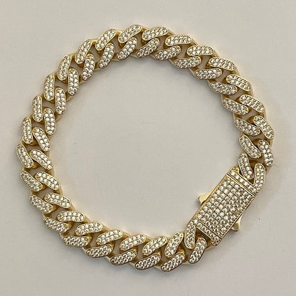 14K Gold Iced out Bracelet 8.5